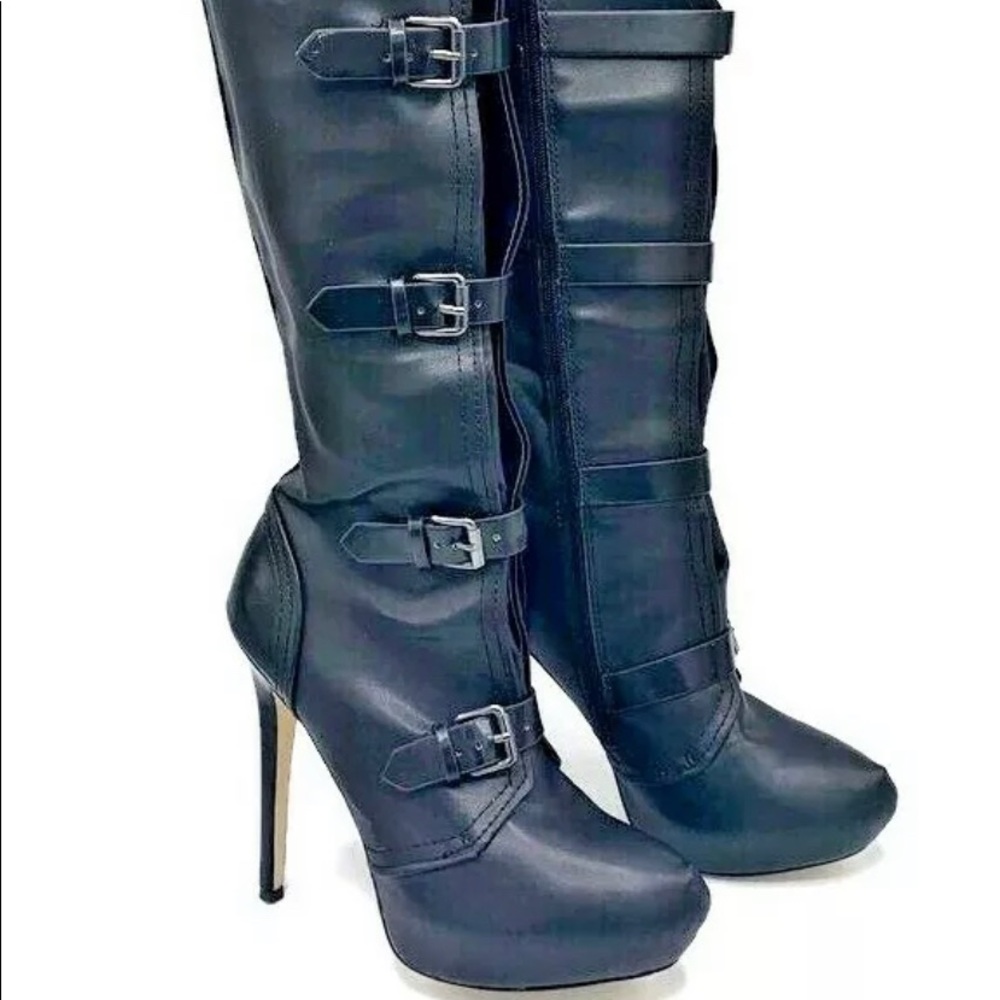 Luxe Justfab Knee High Boots W/ Buckles and Zipper
